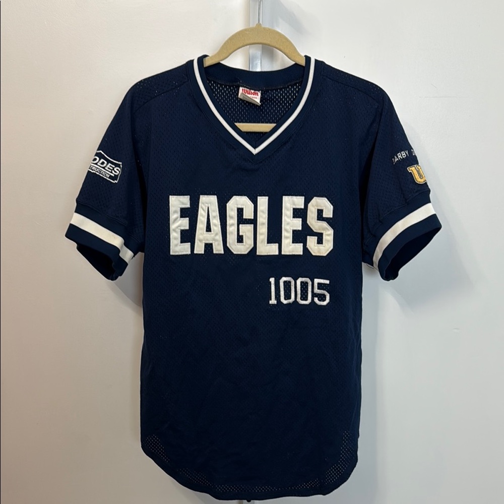 Wilson Vintage Navy Eagles Sports Jersey Mesh Men Size 44